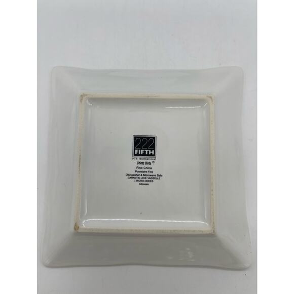 222 Fifth Chintz Birds Set of 3 Square Appetizer Plates 5.25" - Picture 2 of 3